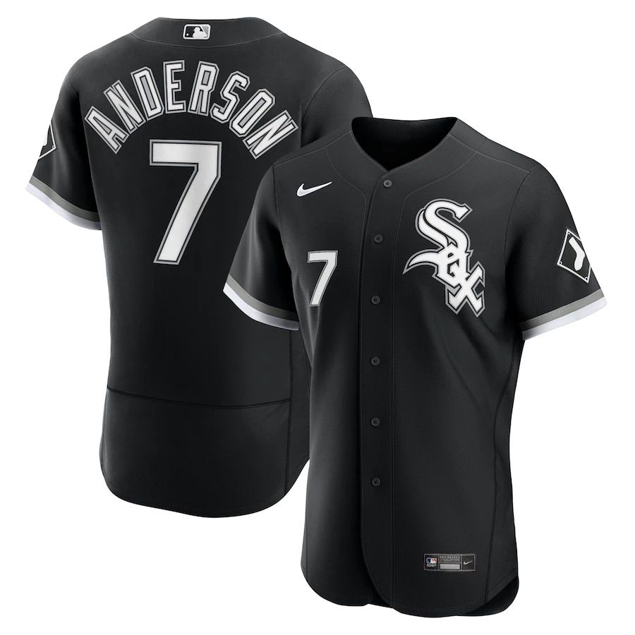 Men Chicago White Sox #7 Tim Anderson Nike Black Alternate Authentic Player MLB Jersey->women mlb jersey->Women Jersey